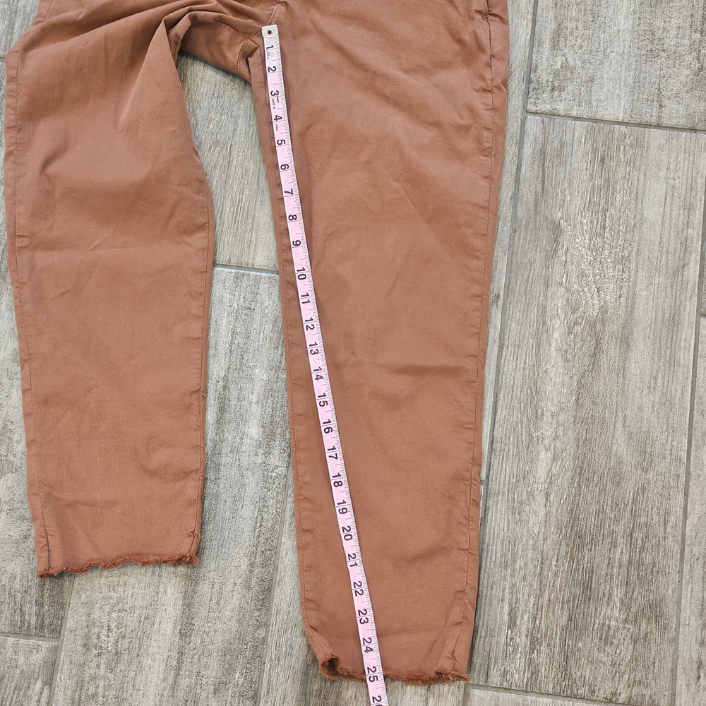 Frank & Eileen Wicklow Pants Women's Size 2 Rust Tan Cotton Blend Raw Hem Casual - Picture 5 of 13